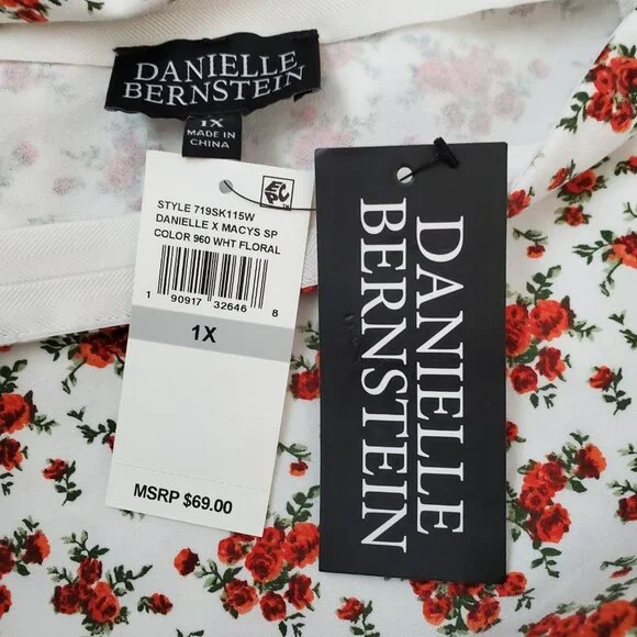 Daniel Bernstein Plus Size Skirt Size 1X Front Slit Small Rose Print Side Zip - Picture 7 of 10